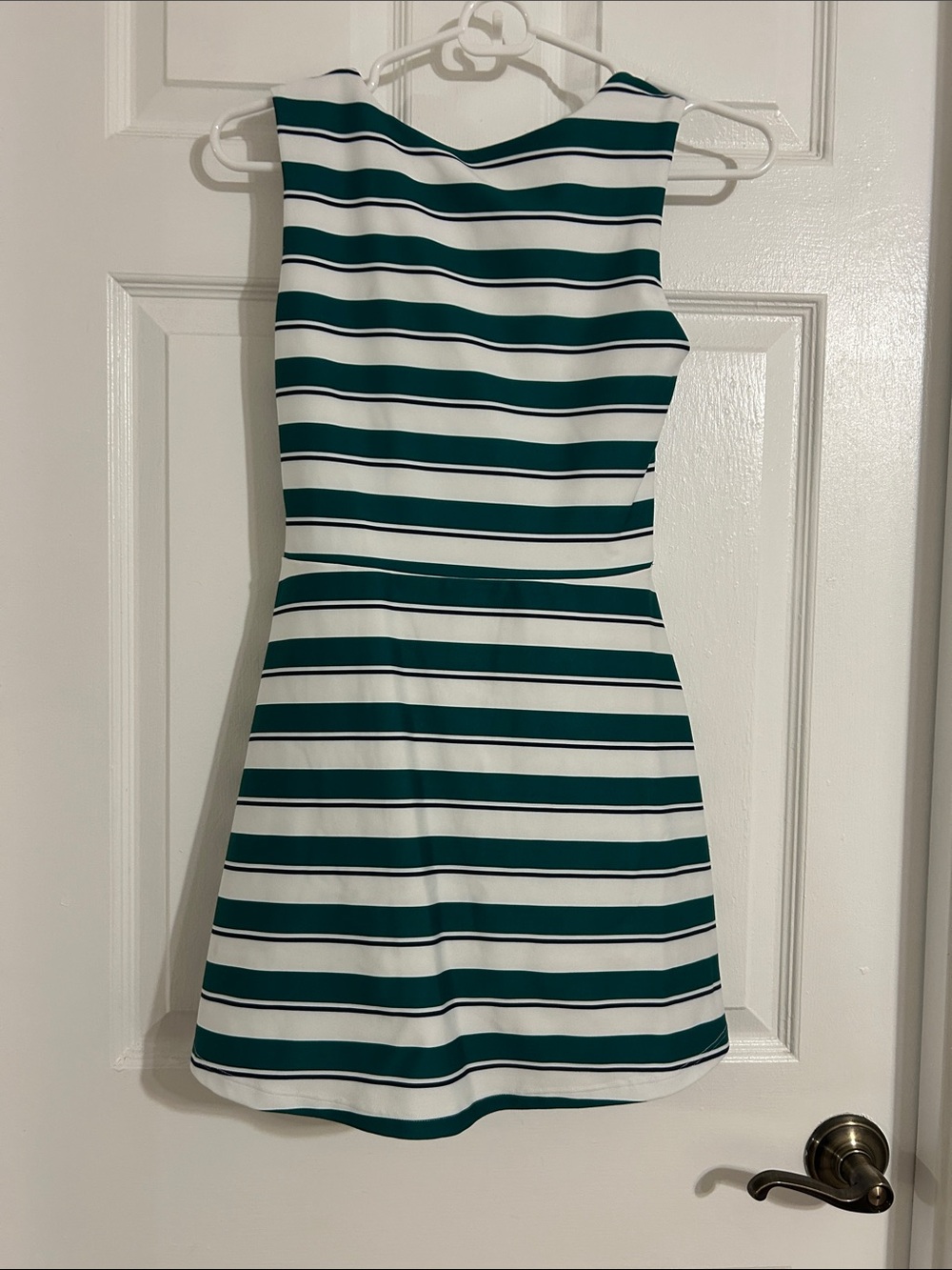 Striped Sleeveless Mini Dress in White and Green
